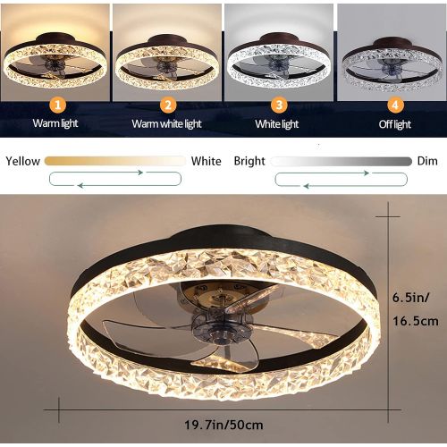  PSHRFANST 19.7 Ceiling Fan with Lights, Dimmable LED 6 Speeds Reversible Blades Timing with Remote Control, Semi Flush Mount Low Profile Fan, Black…