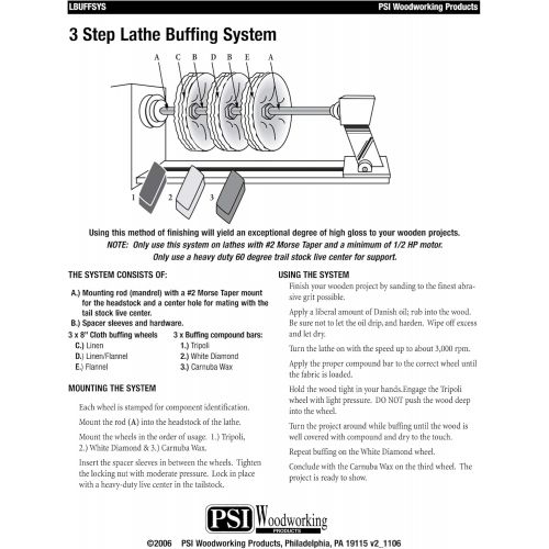  [아마존베스트]PSI Woodworking LBUFFSYS 3-Step Lathe Buffing System