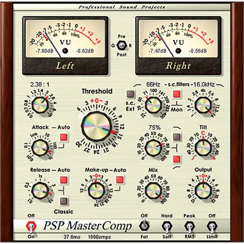  PSP Audioware},description:PSP MasterComp is a high fidelity stereo dynamics processor. Its double-precision (64-bit floating point) and double-sampled (FAT - Frequency Authenticat