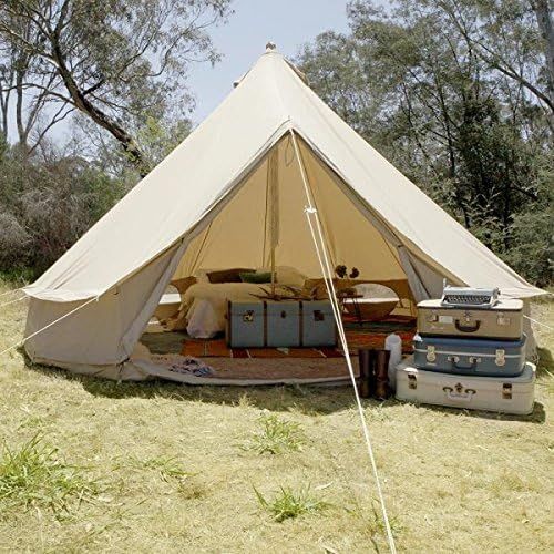  Psyclone Tents Fixed Floor 10 Windows 5m/16.4ft Luxury Outdoor All Weather 8-10 Person Cotton Canvas Yurt Large Bell Tent for Family Camping Glamping Hiking and Festivals