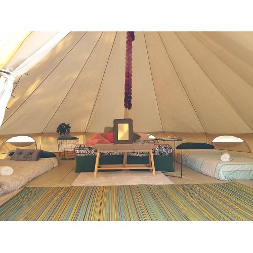  Psyclone Tents Fixed Floor 10 Windows 5m/16.4ft Luxury Outdoor All Weather 8-10 Person Cotton Canvas Yurt Large Bell Tent for Family Camping Glamping Hiking and Festivals