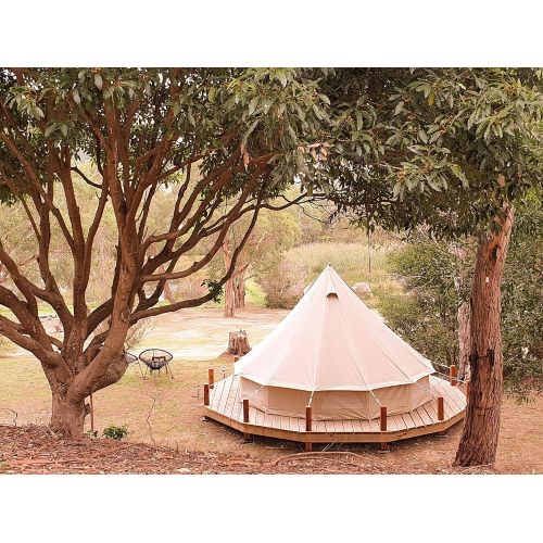  Psyclone Tents Fixed Floor 10 Windows 5m/16.4ft Luxury Outdoor All Weather 8-10 Person Cotton Canvas Yurt Large Bell Tent for Family Camping Glamping Hiking and Festivals