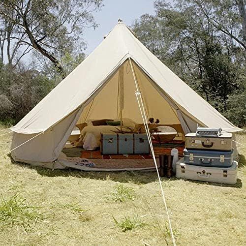  Psyclone Tents Removable Floor 4 Windows 5m/16.4ft Luxury Outdoor All Weather 8-10 Person Cotton Canvas Yurt Large Bell Tent for Family Camping Glamping Hiking and Festivals