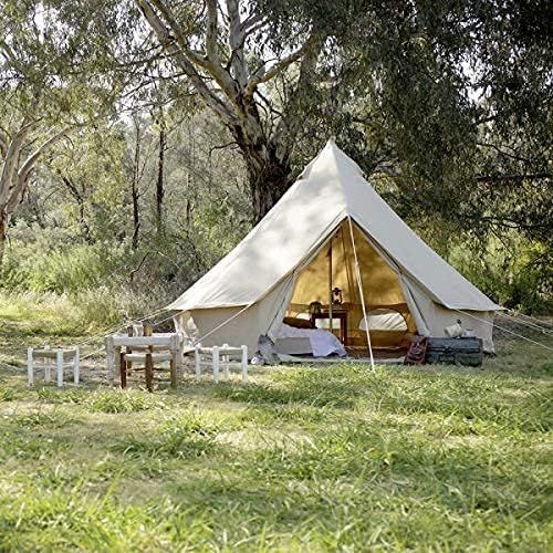  Psyclone Tents Fixed Floor 10 Windows 5m/16.4ft Luxury Outdoor All Weather 8-10 Person Cotton Canvas Yurt Large Bell Tent for Family Camping Glamping