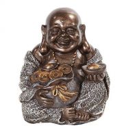 PTC 4 Inch Happy Buddha Holding Money Bag Buddhism Resin Statue Figurine