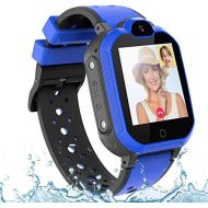 [아마존베스트]PTHTECHUS Childrens GPS Smart Watch, Waterproof Smart Watch, GPS Tracker with Children SOS, Mobile Phone, Touch Screen, Game, Camera, Voice Chat, Alarm Clock, for Boys and Girls, Student Gif