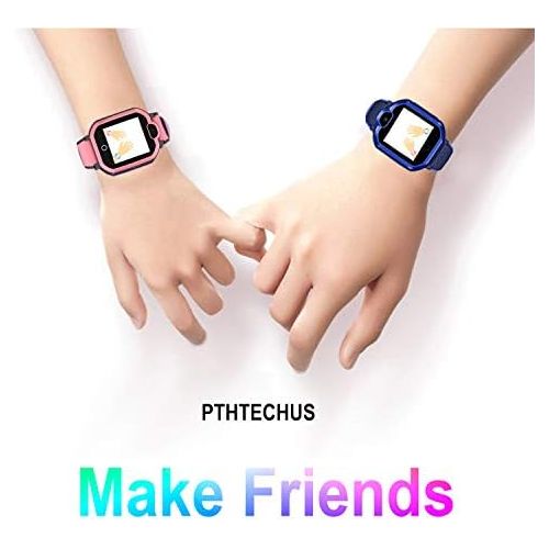  [아마존베스트]PTHTECHUS Childrens GPS Smart Watch, Waterproof Smart Watch, GPS Tracker with Children SOS, Mobile Phone, Touch Screen, Game, Camera, Voice Chat, Alarm Clock, for Boys and Girls, Student Gif