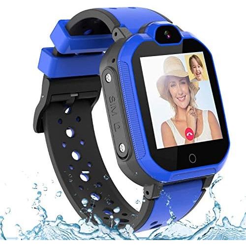  [아마존베스트]PTHTECHUS Childrens GPS Smart Watch, Waterproof Smart Watch, GPS Tracker with Children SOS, Mobile Phone, Touch Screen, Game, Camera, Voice Chat, Alarm Clock, for Boys and Girls, Student Gif