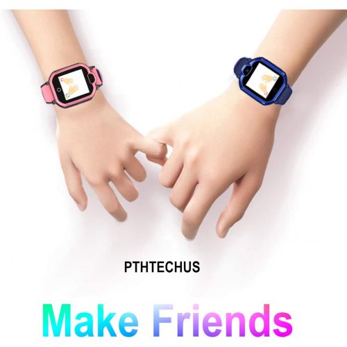  [아마존베스트]PTHTECHUS Childrens GPS Smart Watch, Waterproof Smart Watch, GPS Tracker with Children SOS, Mobile Phone, Touch Screen, Game, Camera, Voice Chat, Alarm Clock, for Boys and Girls, Student Gif