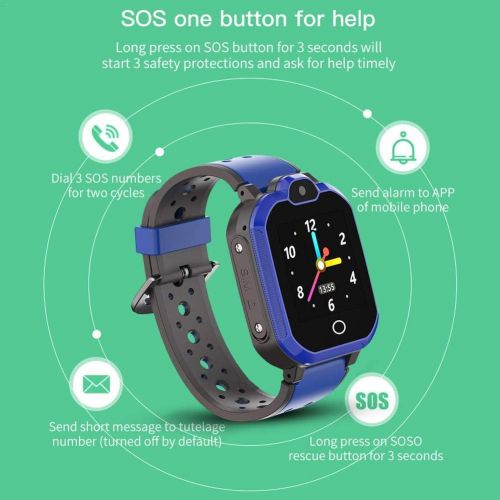  [아마존베스트]PTHTECHUS Childrens GPS Smart Watch, Waterproof Smart Watch, GPS Tracker with Children SOS, Mobile Phone, Touch Screen, Game, Camera, Voice Chat, Alarm Clock, for Boys and Girls, Student Gif