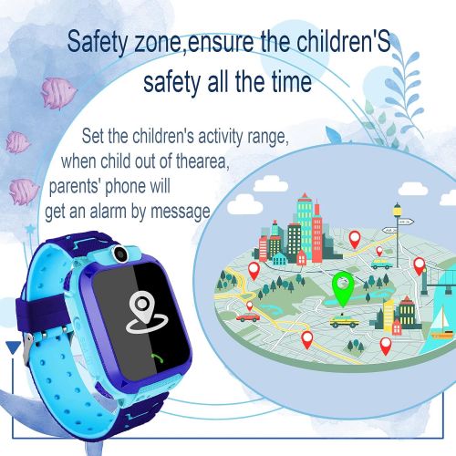  [아마존베스트]PTHTECHUS Childrens smart watch, waterproof smart watch, tracker with SOS option for children, mobile phone, touch screen, game, camera, voice chat, alarm clock, for boys and girls, student