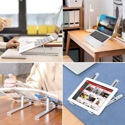  [아마존베스트]PTUNA Laptop Stand, Laptop Holder Riser Portable Adjustable Computer Tablet Stand, Aluminum Alloy Foldable Laptop Stand Compatible MacBook Air Pro, HP More 10-15.6 Laptops & Tablet(Silve