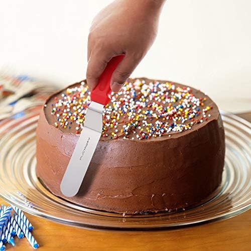  [아마존베스트]PUCKWAY Metal Icing Spatula set, Stainless Steel Cake Knife Offset Spatula Professional Frosting Tool for Decorating Cakes(6 & 8 Inch)