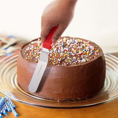  [아마존베스트]PUCKWAY Metal Icing Spatula set, Stainless Steel Cake Knife Offset Spatula Professional Frosting Tool for Decorating Cakes(6 & 8 Inch)
