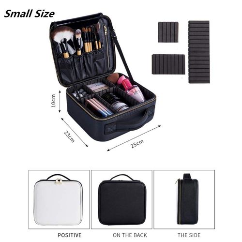  PUEEPDEE Travel Makeup Case Portable Travel Makeup Bag Makeup Case Mini Trip Organizer Storage Box (White&Black) Makeup Boxes (Size : L)