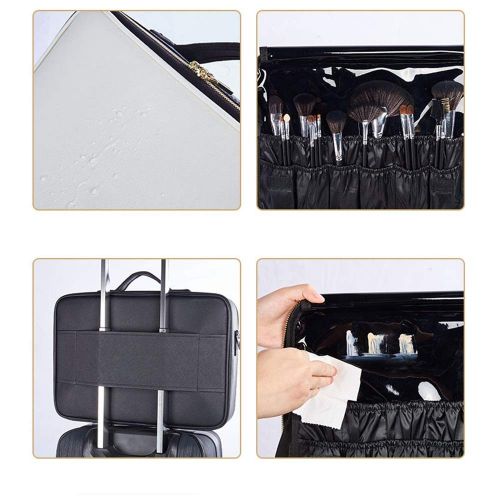  PUEEPDEE Travel Makeup Case Portable Travel Makeup Bag Makeup Case Mini Trip Organizer Storage Box (White&Black) Makeup Boxes (Size : L)