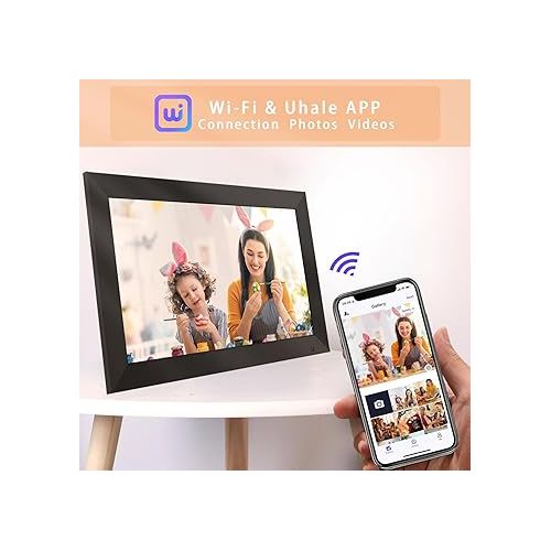  Digital Picture Frame,10.1 Inch WiFi Cloud Photo Frame, 1280 * 800 IPS HD Touch Screen, Auto-Rotate, Wall-mountable, 32GB Storage, Share photos and videos remotely Anytime via Uhale app