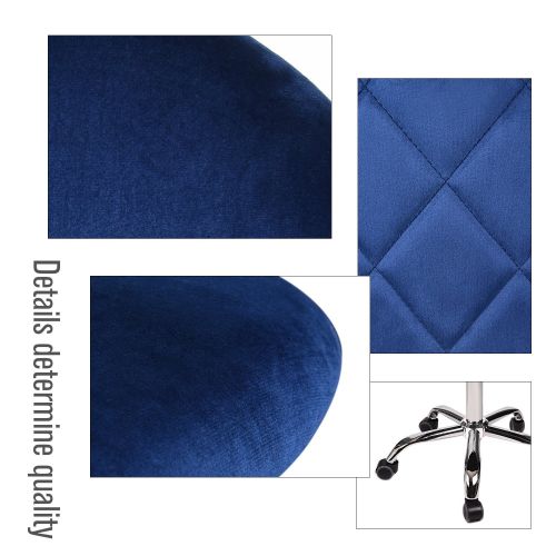  PULUOMIS Living Room Leisure Chair, Velvet Fabric Cushion Seat Mental Rack Support Low-Back Soft Back for Living Room Chairs 5 Wheels, Set of 4 Blue