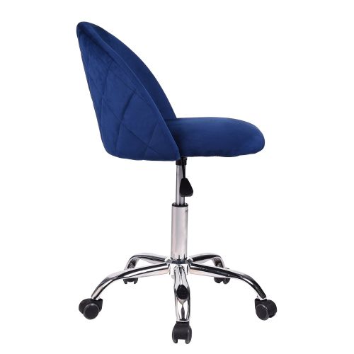  PULUOMIS Set of 2 Mid Back Swivel Adjustable Home Office Chair Modern Accent Velvet Fabric Computer Desk Chair with Soft Velvet Seat 5 Wheels,Navy Blue