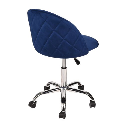  PULUOMIS Set of 2 Mid Back Swivel Adjustable Home Office Chair Modern Accent Velvet Fabric Computer Desk Chair with Soft Velvet Seat 5 Wheels,Navy Blue