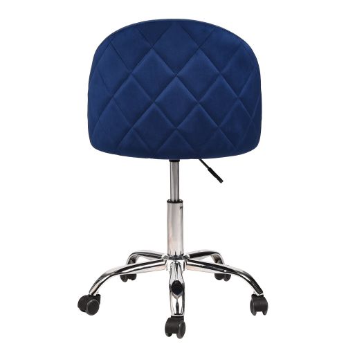  PULUOMIS Set of 2 Mid Back Swivel Adjustable Home Office Chair Modern Accent Velvet Fabric Computer Desk Chair with Soft Velvet Seat 5 Wheels,Navy Blue