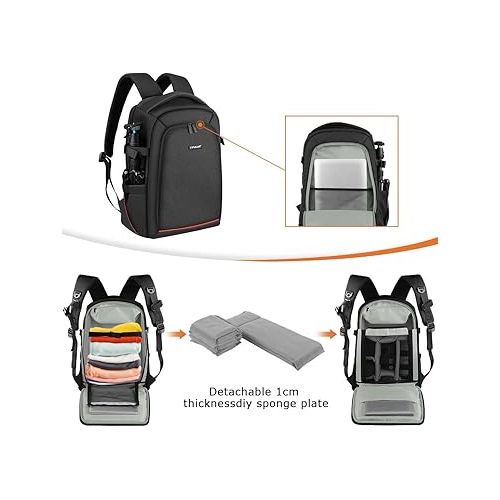  PULUZ Outdoor Portable Camera Backpack Bag, Waterproof Travel DSLR Camera Large Capacity Backpack Laptop Tablet Backpack for Men Women