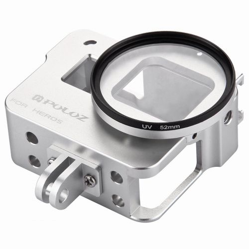  PULUZ fuer GoPro HERO7(2018) Schutzgehaeuse Cage, fuer GoPro HERO6/5Schutzgehaeuse, Gehaeuse Shell CNC Aluminiumlegierung Schutzkaefig mit 52mm UV Objektiv fuer GoPro HERO7 6 5