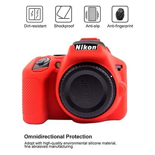  PULUZ Silicone Camera Case Protective Cover Skin for Nikon D3500 Digital SLR Camera (Red)