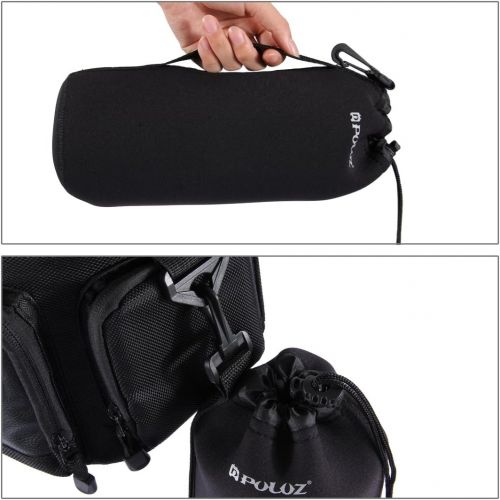  PULUZ Neoprene SLR Camera Lens Carrying Bag Pouch Bag Case with Hook for Canon, Nikon Pentax Sony Olympus Panasonic Cameras, Size XXL: 27cm x 10cm