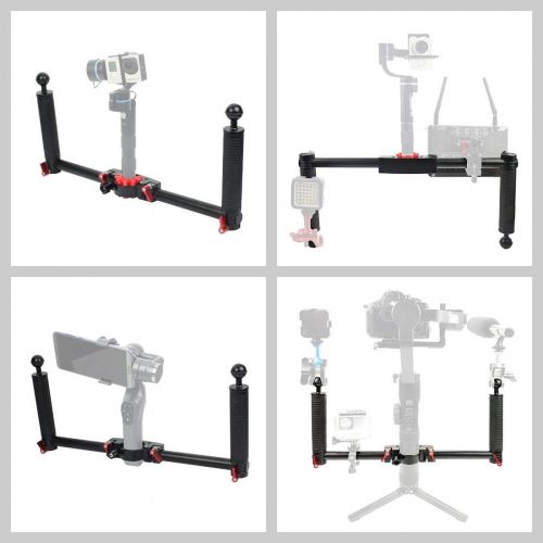  PULUZ Dual Handheld Grip Handheld Handlebar Aluminum Alloy Stabilizer for DJI Ronin-S/MOZA/Zhi Yun/FeiyuTech Gimbal