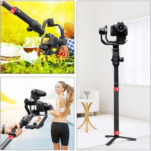  Extension Rod for Gimbal, PULUZ Extension Extender 13.8 inch Carbon Fiber Extension Monopod Pole Rod Extendable Stick for DJI / MOZA / Feiyu V2 / Zhiyun G5 / SPG Gimbal (Red)