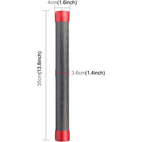  Extension Rod for Gimbal, PULUZ Extension Extender 13.8 inch Carbon Fiber Extension Monopod Pole Rod Extendable Stick for DJI / MOZA / Feiyu V2 / Zhiyun G5 / SPG Gimbal (Red)