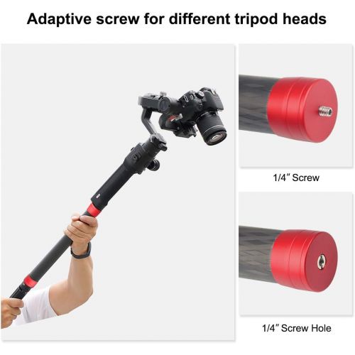  Extension Rod for Gimbal, PULUZ Extension Extender 13.8 inch Carbon Fiber Extension Monopod Pole Rod Extendable Stick for DJI / MOZA / Feiyu V2 / Zhiyun G5 / SPG Gimbal (Red)