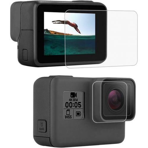  PULUZ for GoPro HERO7 Black /HERO7 Silver / HERO7 White /6/5 Lens HD Screen Protector + LCD Display Tempered Glass Film