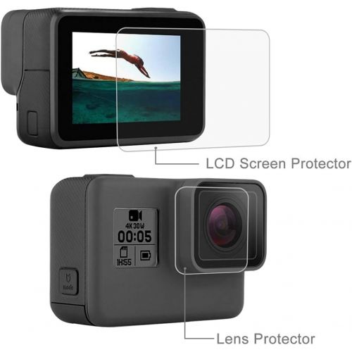  PULUZ for GoPro HERO7 Black /HERO7 Silver / HERO7 White /6/5 Lens HD Screen Protector + LCD Display Tempered Glass Film