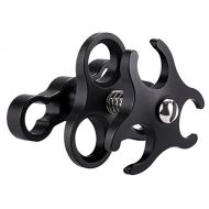 PULUZ Aluminum Alloy 1” Ball Clamp 3 Mount Holes Clip Adapter for Diving Underwater Arm System Diving Tray GoPro LED Light