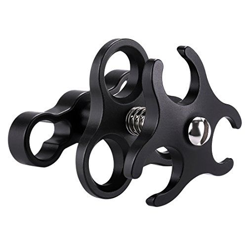  PULUZ Aluminum Alloy 1” Ball Clamp 3 Mount Holes Clip Adapter for Diving Underwater Arm System Diving Tray GoPro LED Light