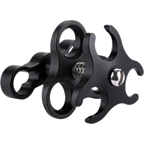  PULUZ Aluminum Alloy 1” Ball Clamp 3 Mount Holes Clip Adapter for Diving Underwater Arm System Diving Tray GoPro LED Light