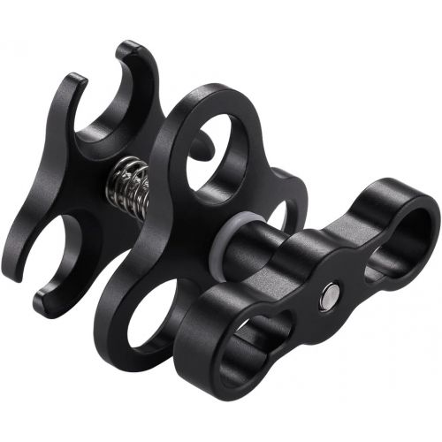  PULUZ Aluminum Alloy 1” Ball Clamp 3 Mount Holes Clip Adapter for Diving Underwater Arm System Diving Tray GoPro LED Light