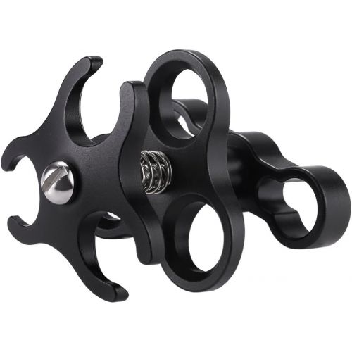  PULUZ Aluminum Alloy 1” Ball Clamp 3 Mount Holes Clip Adapter for Diving Underwater Arm System Diving Tray GoPro LED Light