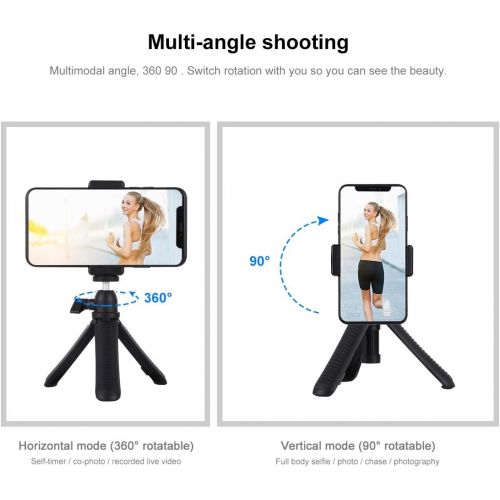  PULUZ Mini Tripod Holder Compatible with iPhone/GoPro/Ringlight Portable Desktop Tripod Stand with Phone Clamp & Tripod Adapter & Long Screw Phone Holder Stand