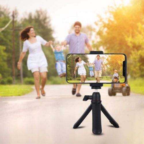  PULUZ Mini Tripod Holder Compatible with iPhone/GoPro/Ringlight Portable Desktop Tripod Stand with Phone Clamp & Tripod Adapter & Long Screw Phone Holder Stand