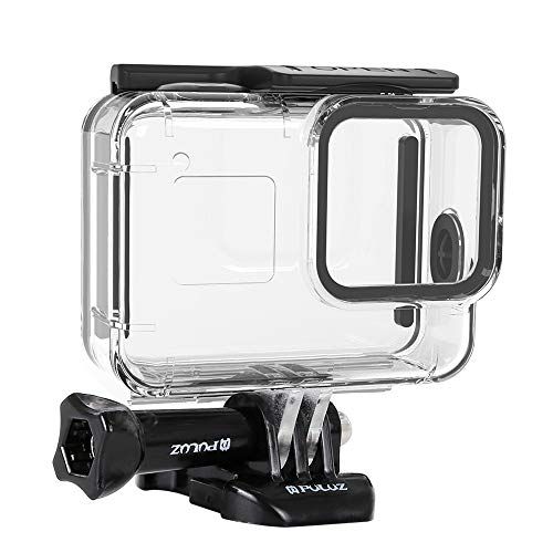  PULUZ 60M Waterproof Dive Housing Case with Soft Button for GoPro Hero 8 Black, Protective Housing Case Suitable for Surfing, Diving, Snorkeling, Skiing, Drifting, Skydiving Cyclin