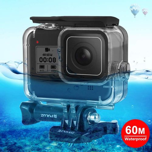  PULUZ 60M/ 196FT Underwater Depth Diving Case Waterproof Camera Housing for GoPro Hero8 Black Underwater Protective Shell for Diving Scuba Snorkel for GoPro Hero8 Action Camera