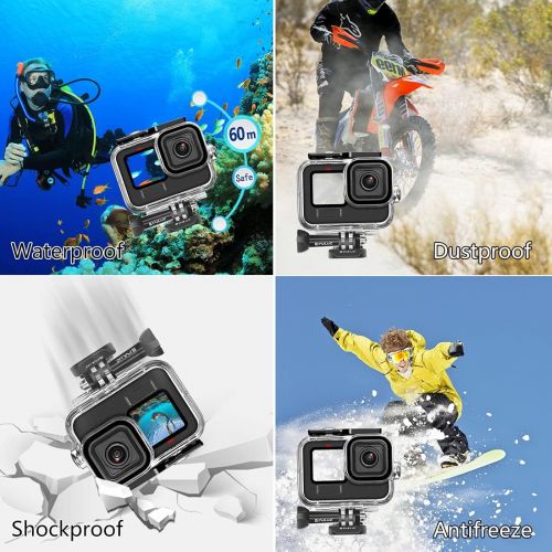  PULUZ Waterproof Dive Case for GoPro Hero 9 Black, Underwater Housing Shell Supports 60M/196FT Deep Diving Scuba Snorkeling with Buckle Basic Mount & Screw Accessories