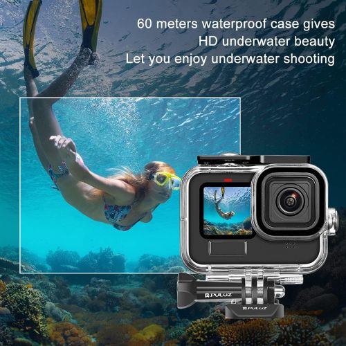  PULUZ Waterproof Dive Case for GoPro Hero 9 Black, Underwater Housing Shell Supports 60M/196FT Deep Diving Scuba Snorkeling with Buckle Basic Mount & Screw Accessories