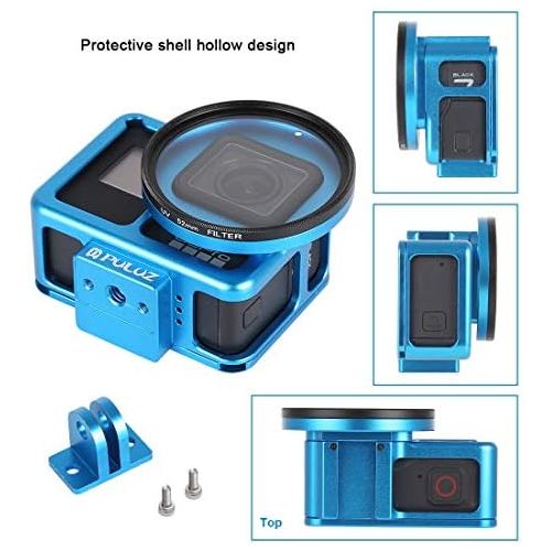  PULUZ Aluminum Case for GoPro Hero 7 Black Hero (2018) GoPro Hero 6/5 Aluminum Alloy Hollow Carved Design Housing Protective Cage with Insurance Frame & 52mm UV Filter Perfect GPS
