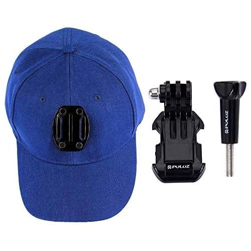  PULUZ Compatible with GoPro HERO7 /6/5 /5 Session /4 Session /4/3+ /3/2 /1, DJI OSMO Action Camera Baseball Hat with Quick Release Buckle Mount &J-Hook & Screw (Blue)