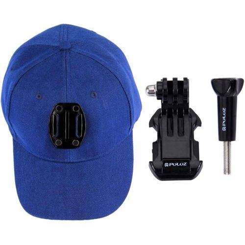  PULUZ Compatible with GoPro HERO7 /6/5 /5 Session /4 Session /4/3+ /3/2 /1, DJI OSMO Action Camera Baseball Hat with Quick Release Buckle Mount &J-Hook & Screw (Blue)