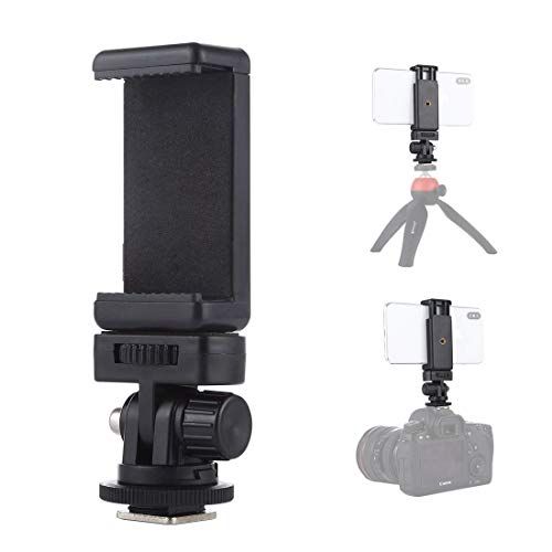  PULUZ Phone Holder Camera Thread Cold Shoe Tripod Mount Adapter with 1/4 inch Screw & Phone Clamp?for GoPro Hero 7 6 5,DJI OSMO Action,iPhone X 8 7 6 Samsung Ring Light Photography
